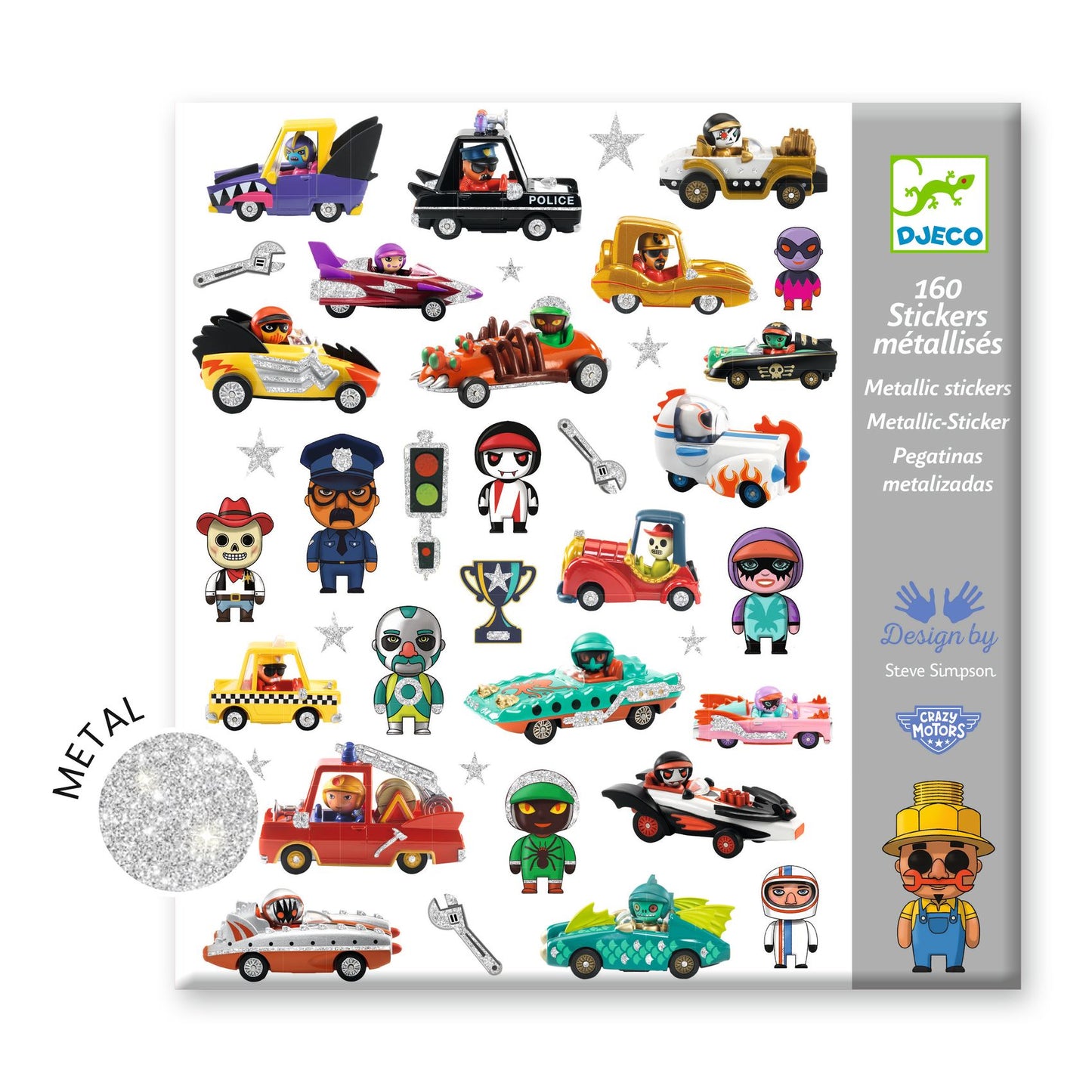 Adesivi Scintillanti Crazy Motors Djeco - confezione