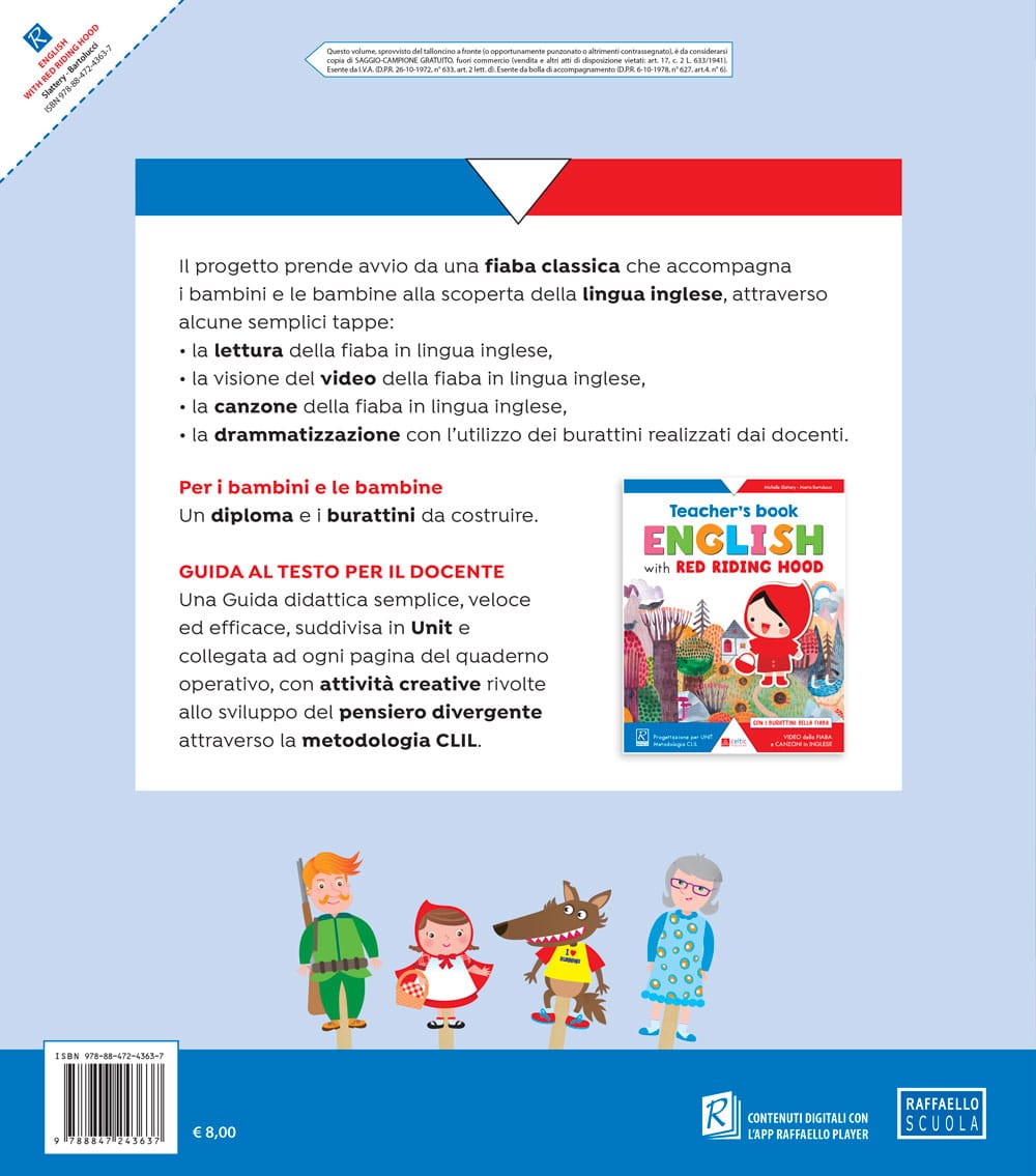 English with Red Riding Hood, retro copertina, Raffaello
