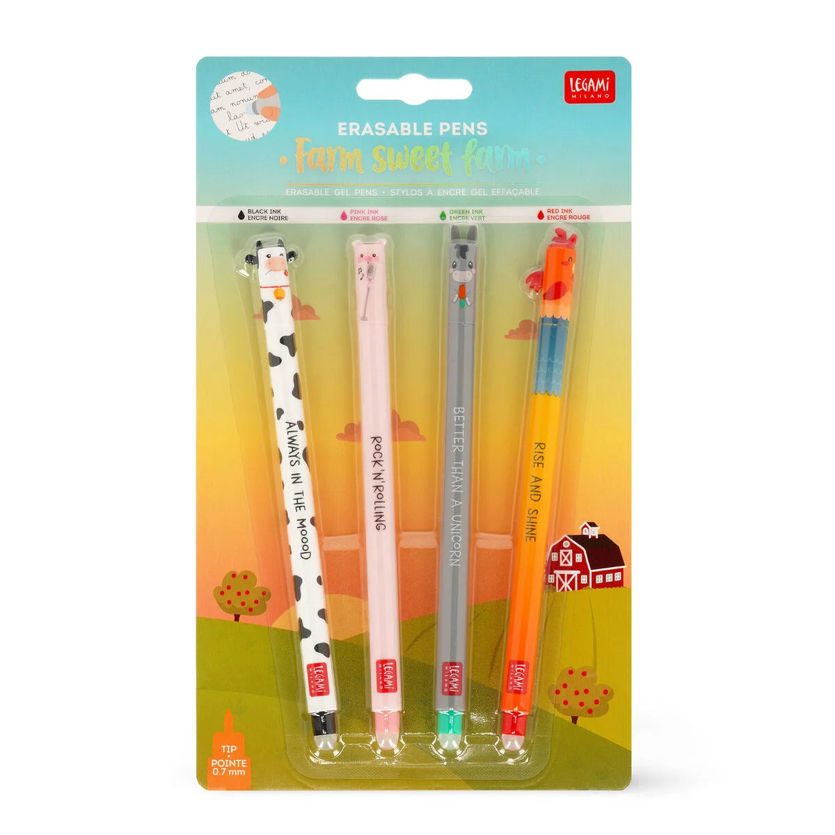 Set di 4 Penne Gel Cancellabili - Farm sweet farm - Centroscuola