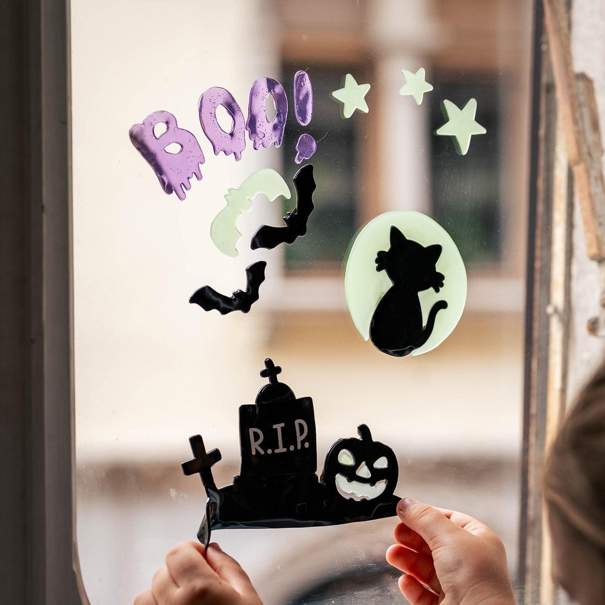 Adesivi in gel per finestra Halloween Windo-Glow gatto nero Legami