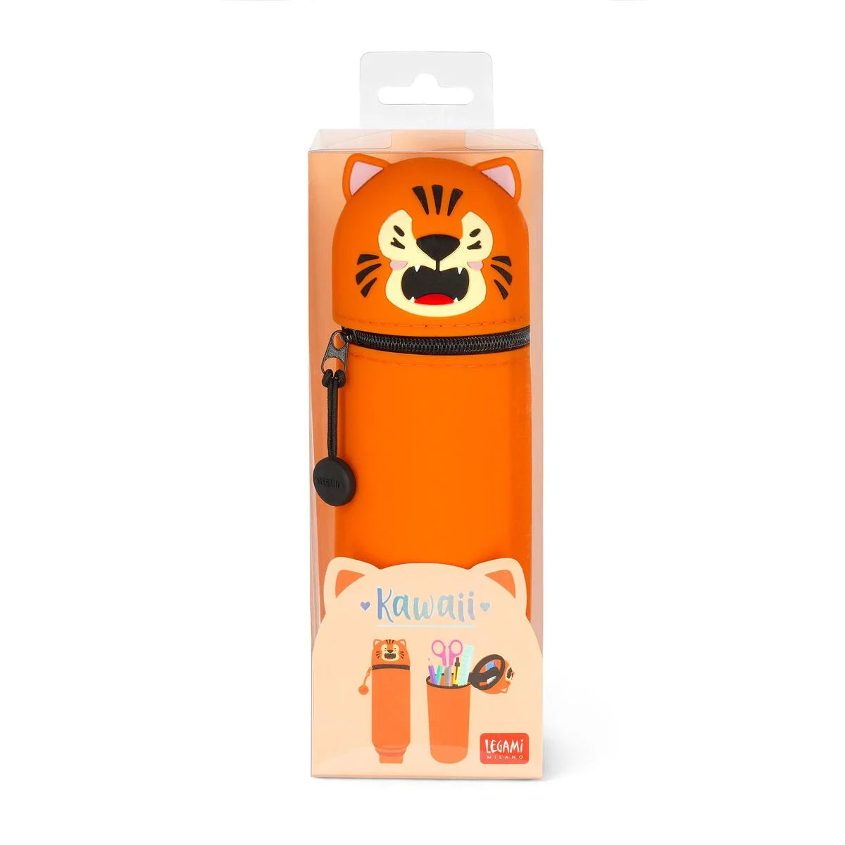 Astuccio Kawaii Tiger in silicone morbido 2 in 1