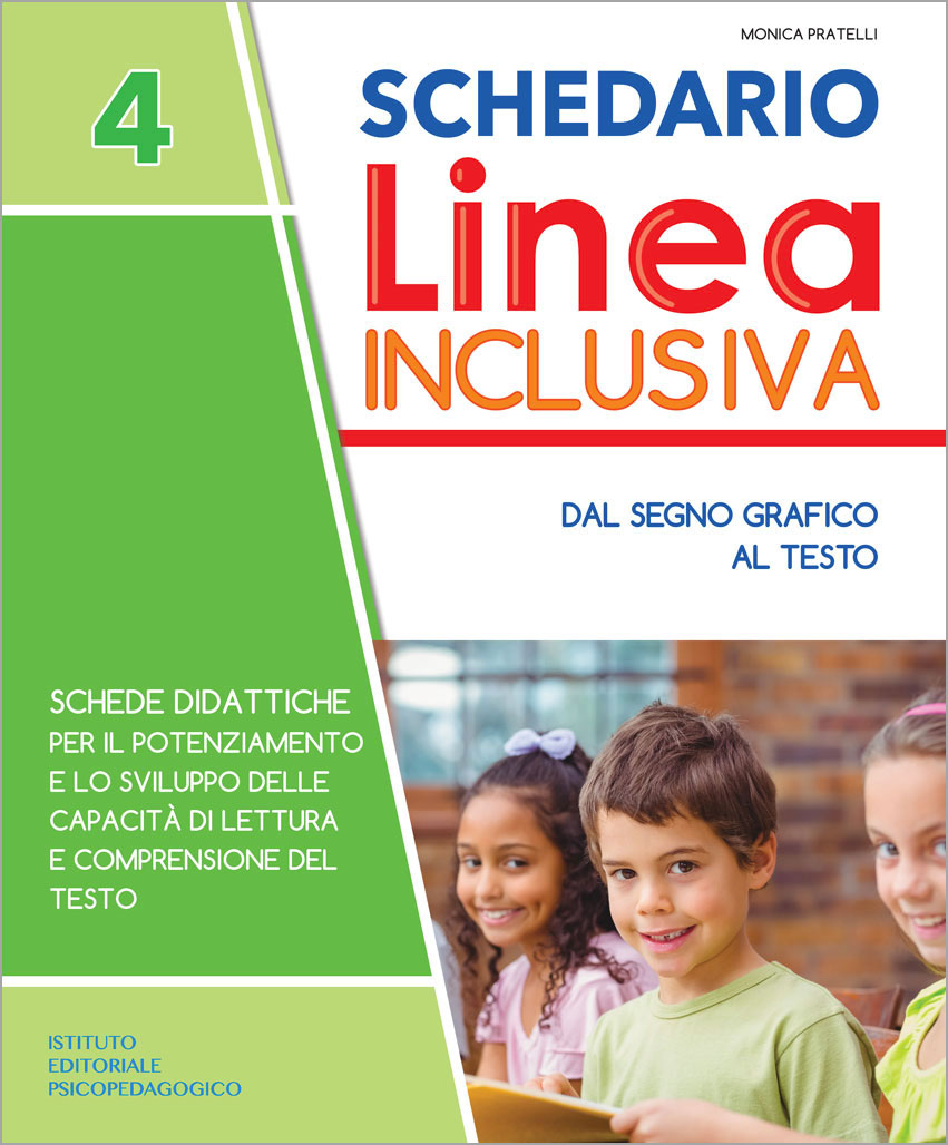 Copertina dello Schedario Linea Inclusiva 4 - Dal segno grafico al testo, Tre Sei Scuola, materiale didattico inclusivo per la scuola primaria BES/DSA