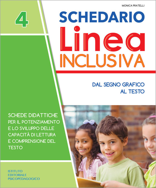 Copertina dello Schedario Linea Inclusiva 4 - Dal segno grafico al testo, Tre Sei Scuola, materiale didattico inclusivo per la scuola primaria BES/DSA