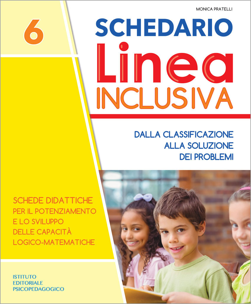 Copertina Schedario 6 Linea Inclusiva - Dalla classificazione alla soluzione dei problemi, Tre Sei Scuola, schede didattiche di logica e matematica per la scuola primaria BES DSA