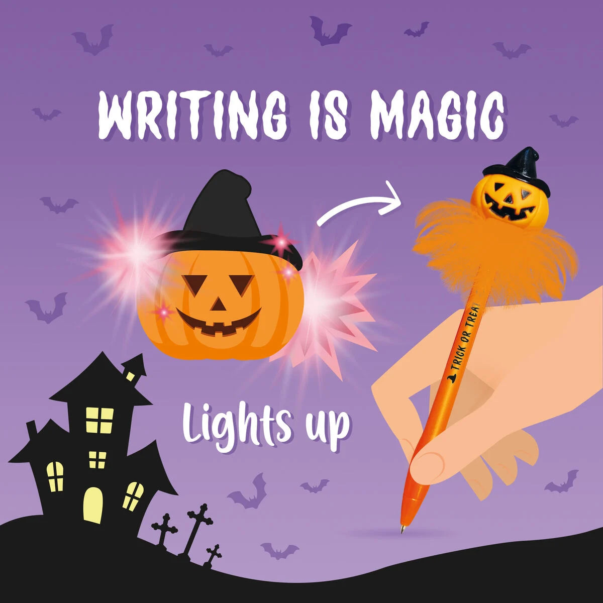 Penna a Sfera Luminosa - Writing is Magic - Pumpkin