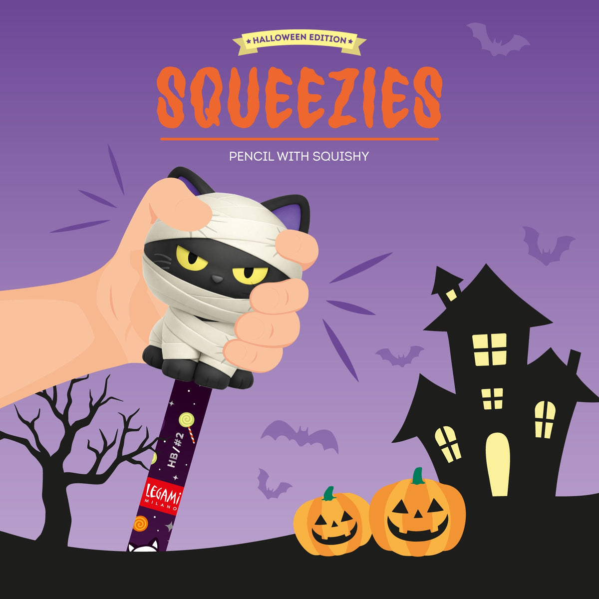 Matita con antistress Halloween Mummy Cat Squeezies Legami