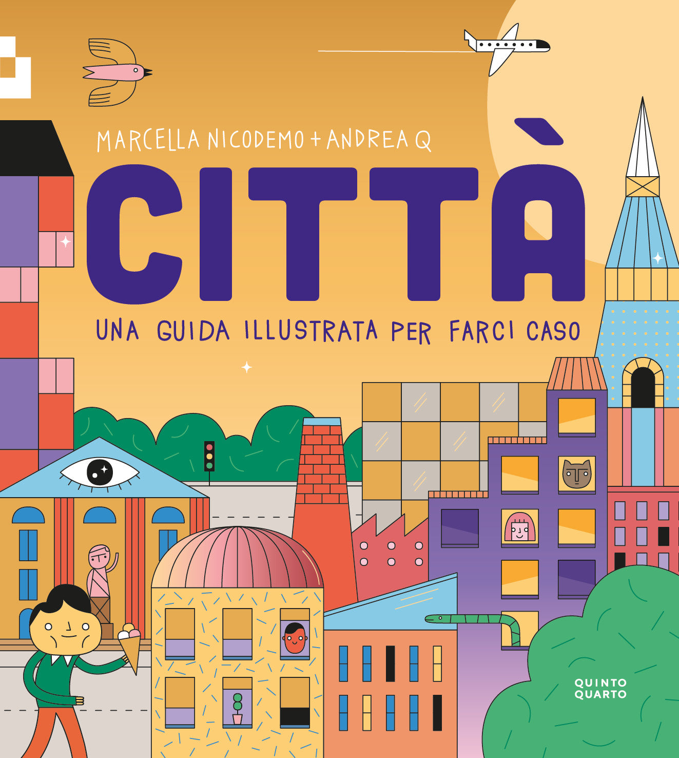 Copertina di Città. Una guida illustrata per farci caso, di Marcella Nicodemo e Andrea Q, Quinto Quarto