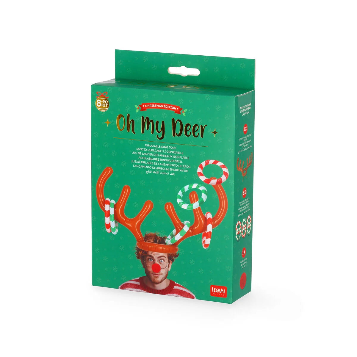 Gioco gonfiabile di lancio di anelli di corna di renna Giochi di feste di Natale per famiglie per bambini Adulti Giocattolo di Natale per lancio di anelli per interni all'aperto