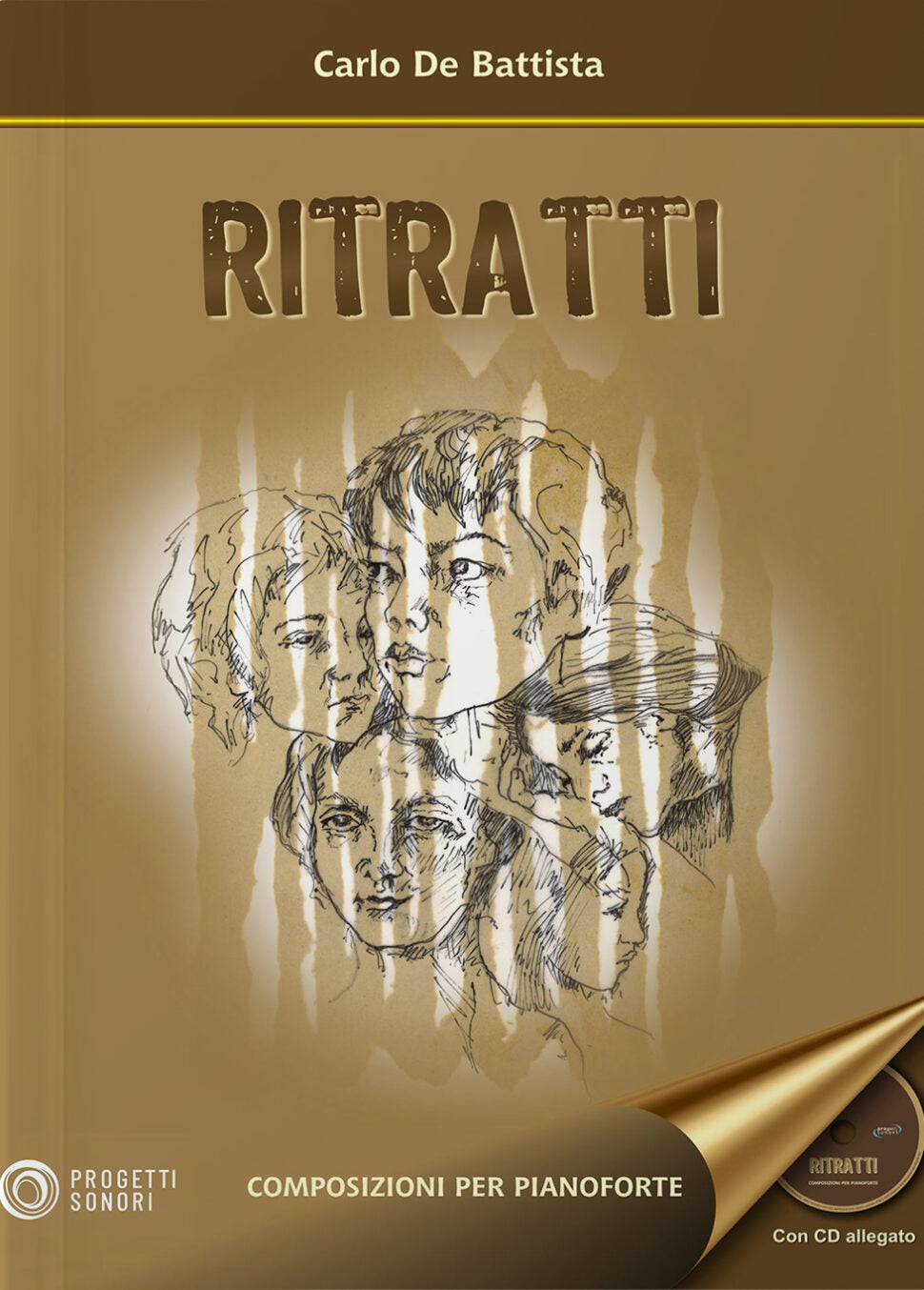 Copertina di Ritratti. Composizioni per pianoforte, di Carlo De Battista - Progetti Sonori