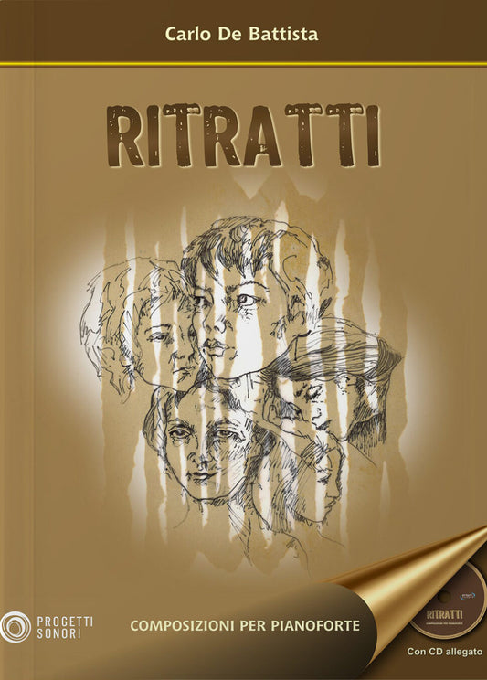 Copertina di Ritratti. Composizioni per pianoforte, di Carlo De Battista - Progetti Sonori