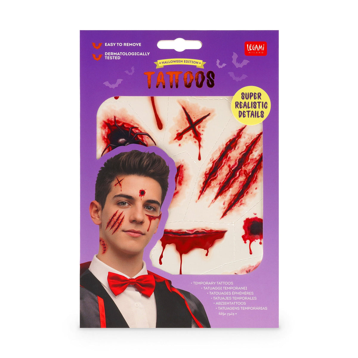Tatuaggi temporanei viso e corpo Halloween ferite finte Legami