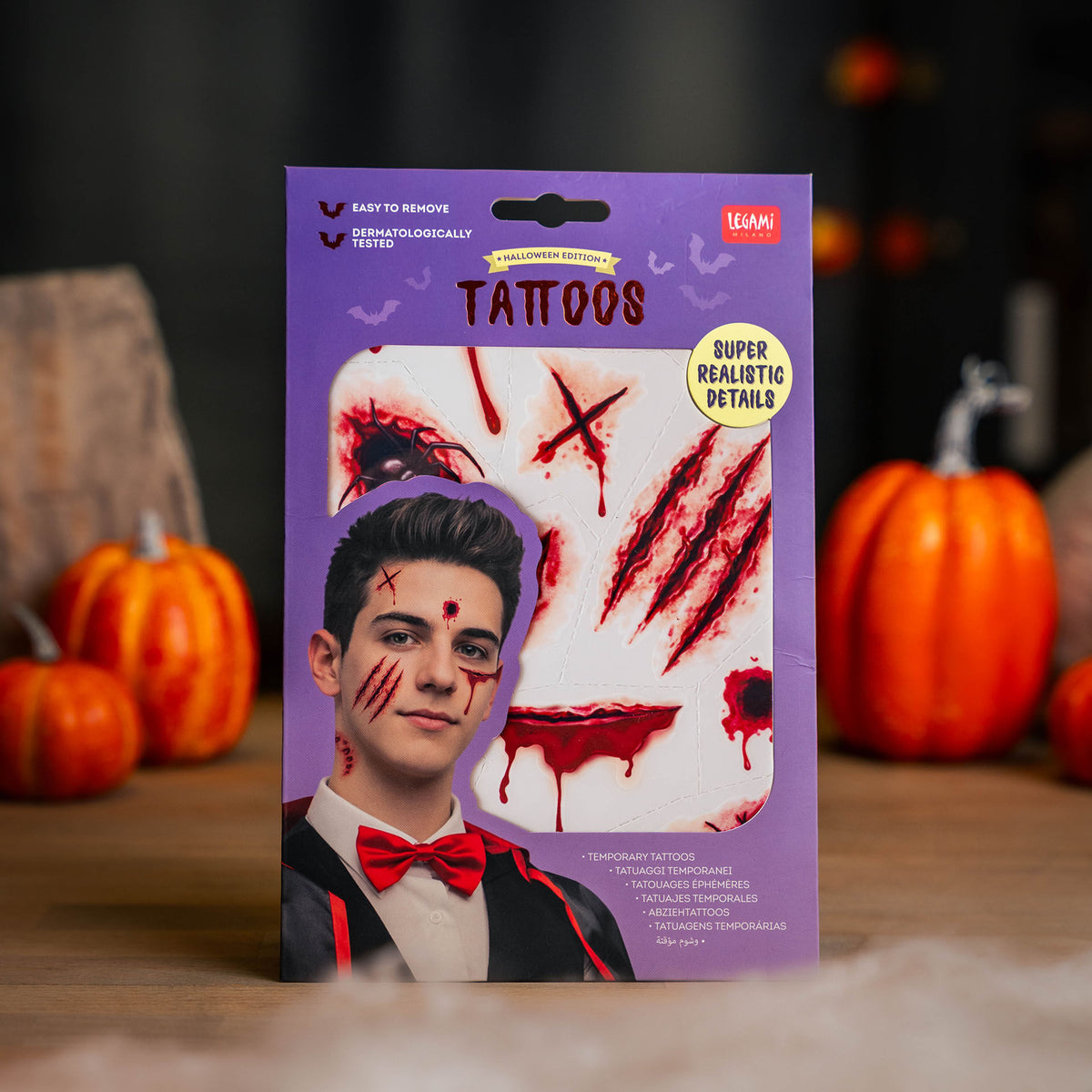 Tatuaggi temporanei viso e corpo Halloween ferite finte Legami