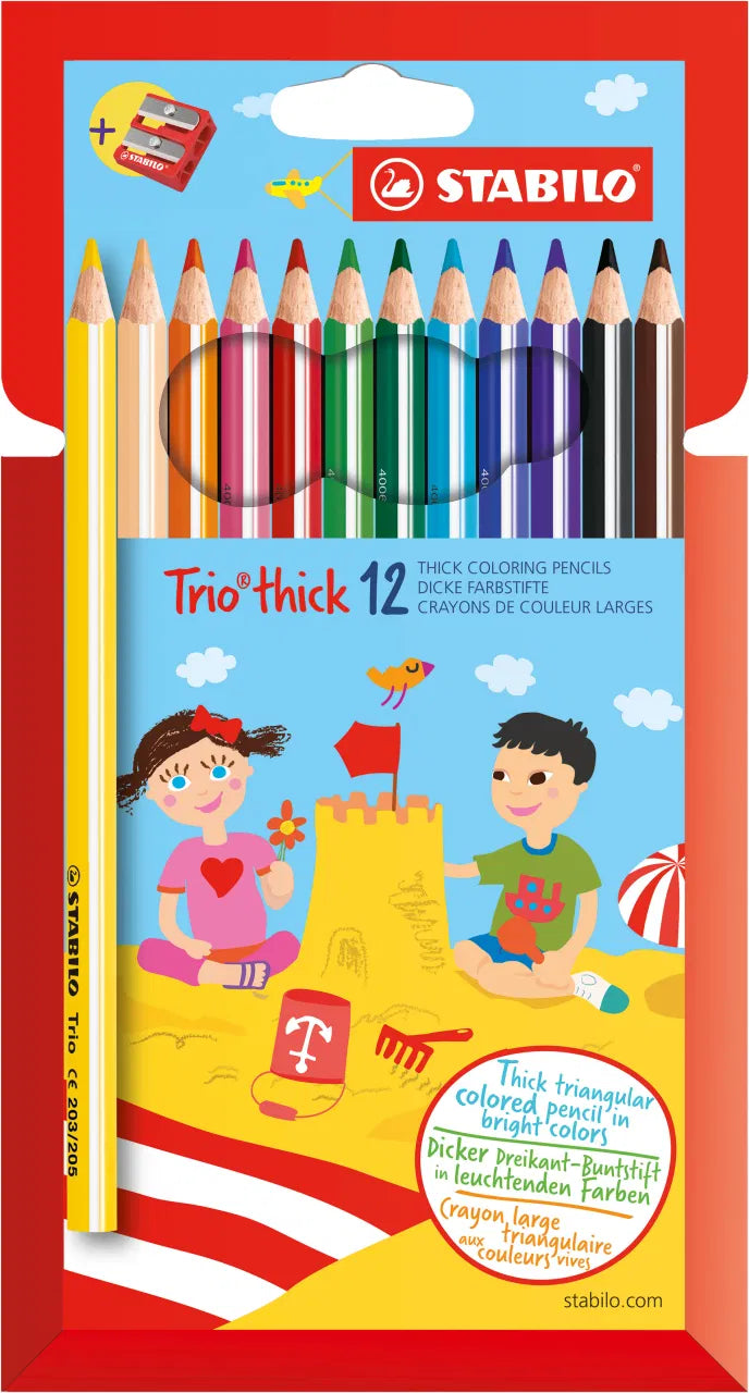 Matita colorata MAXI a sezione triangolare STABILO Trio thick - 12 pezzi - Centroscuola