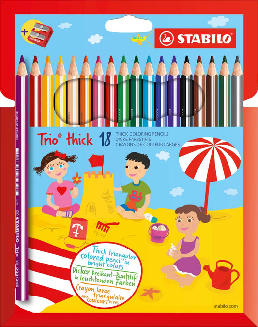 Matita colorata MAXI a sezione triangolare STABILO Trio thick - 18 pezzi - Centroscuola