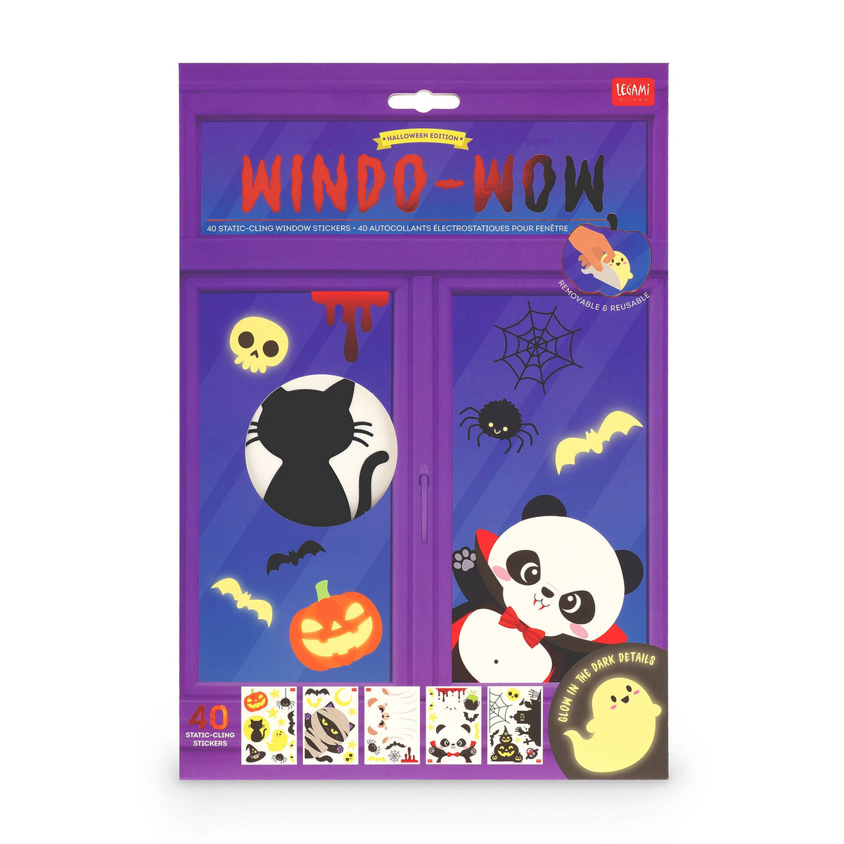 Set 40 adesivi elettrostatici per finestra Windo-Wow Halloween Legami