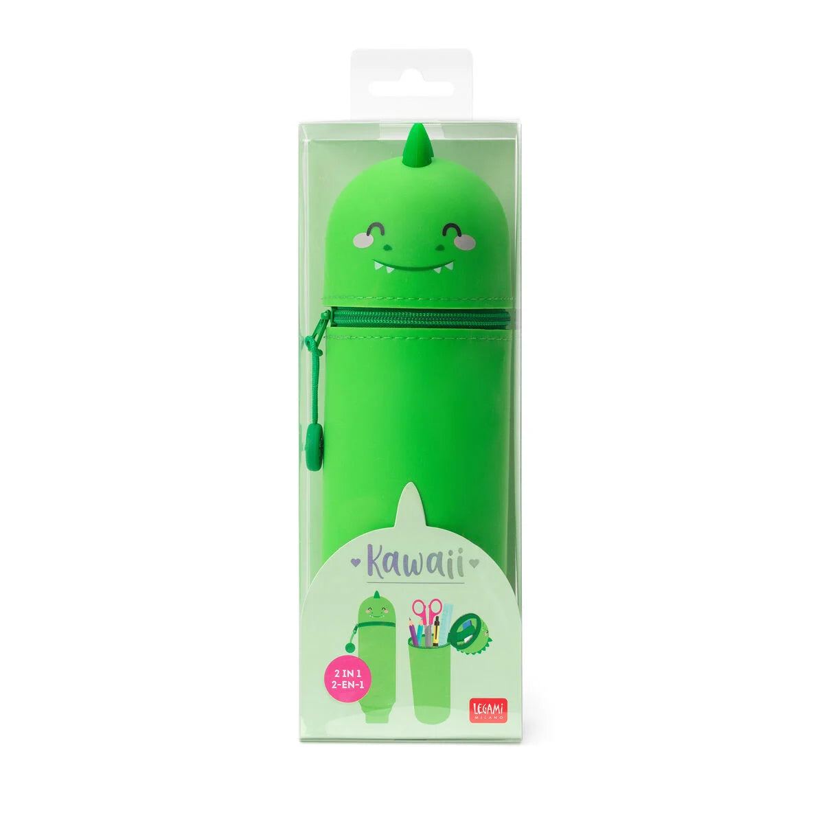 Astuccio Kawaii Dino in silicone morbido 2 in 1 - Centroscuola