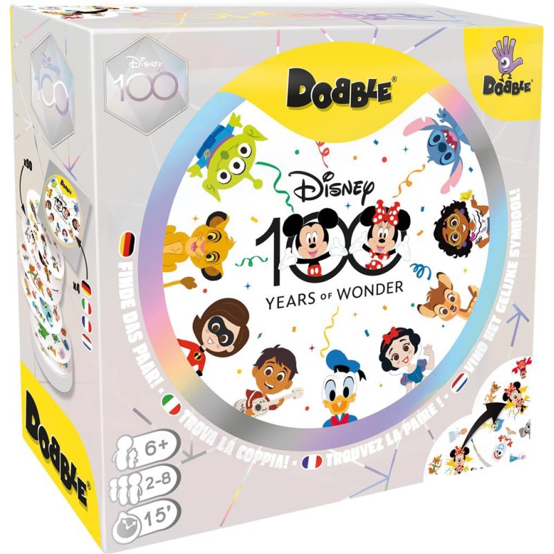 Dobble Disney Edition - gioco di carte a tema Disney 100 anni, Asmodee
