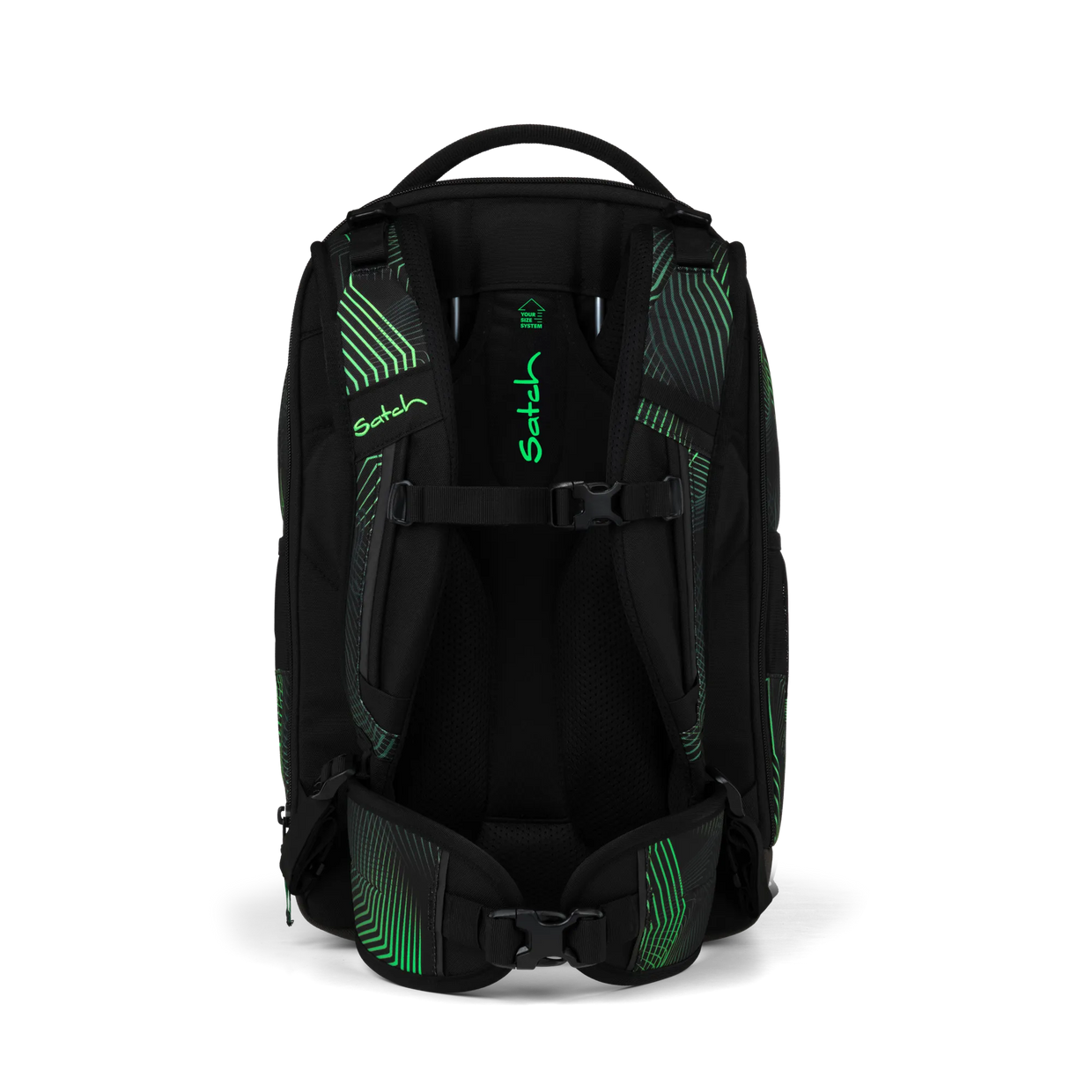Zaino Satch Match Plus Seismic Green - vista posteriore, schienale ergonomico