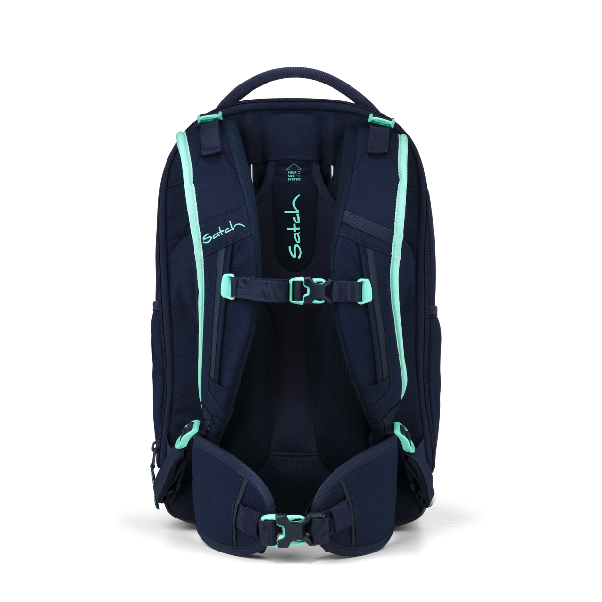 Zaino Satch Match Plus Ocean Mint - vista posteriore, schienale ergonomico