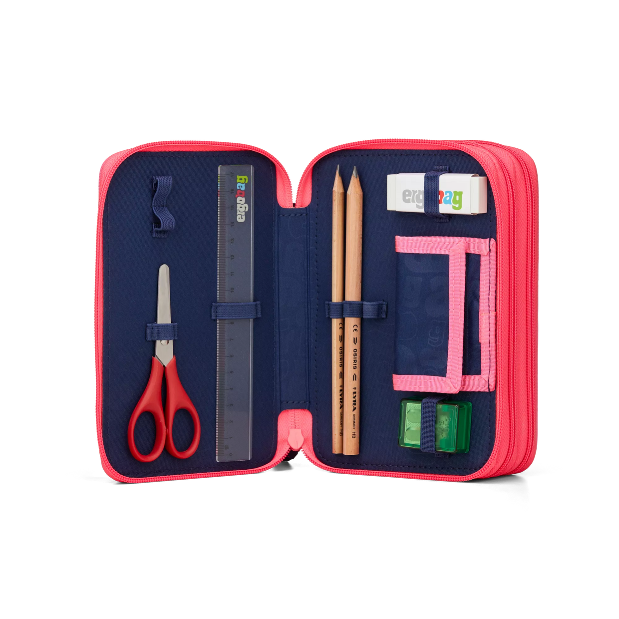 Astuccio Ergobag 3 Zip Maxi Pearl DiveBear - contenuto - Centroscuola