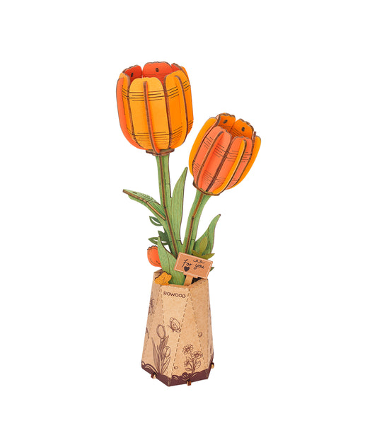 Wooden Flower - Orange Tulip