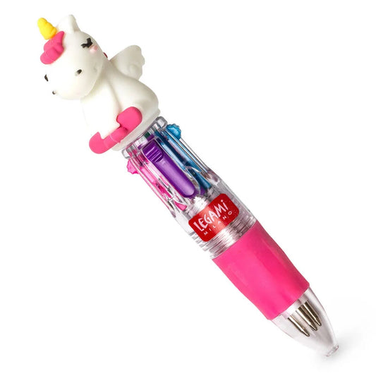 Mini penna a sfera 4 colori - Unicorno