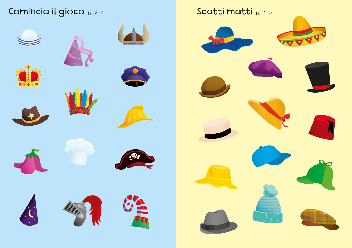 Piccoli libri con adesivi - Cappelli buffi