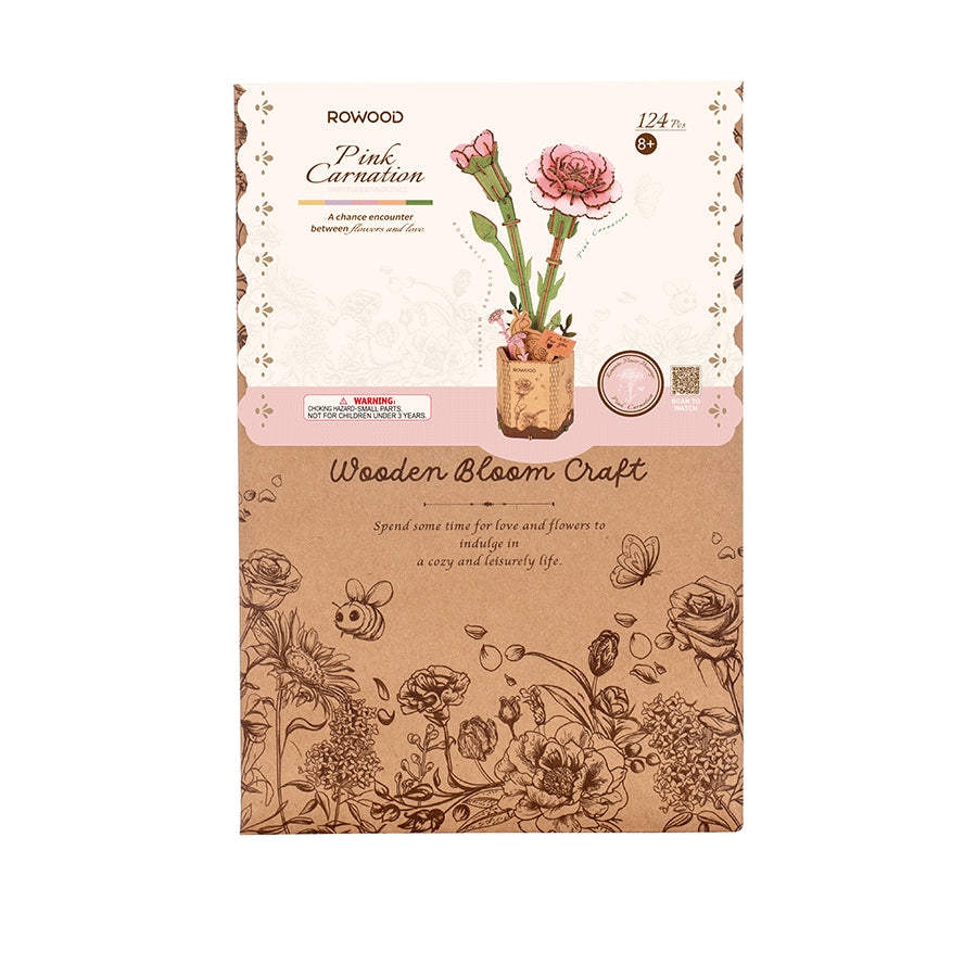 Wooden Flower - Pink Carnation