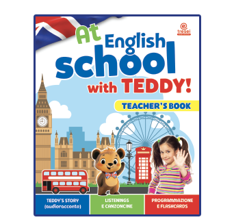 Copertina della guida didattica At English School with Teddy, Tre Sei Scuola, per la scuola dell'infanzia