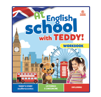 Copertina dell'album At English School with Teddy di Tre Sei Scuola, corso di inglese per la scuola dell'infanzia