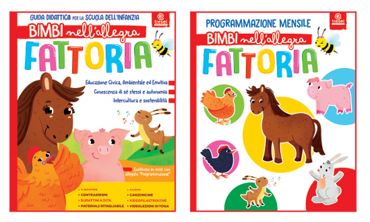 Copertina della Guida Didattica Bimbi nell'allegra fattoria per la scuola dell'infanzia, Tre Sei Scuola