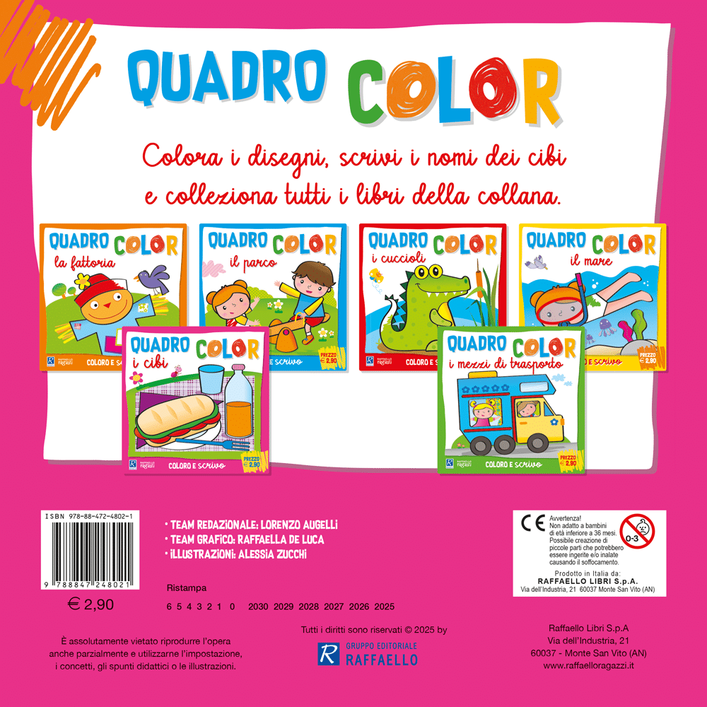 Quadro color - I cibi, retro copertina, Raffaello