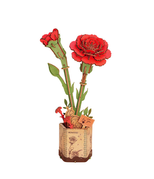 Wooden Flower - Red Carnation