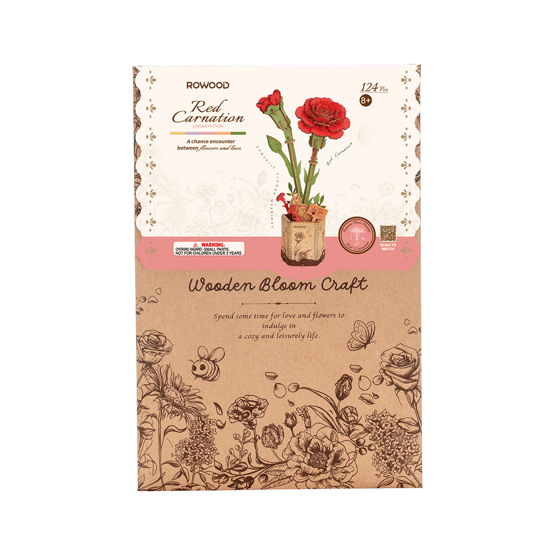 Wooden Flower - Red Carnation