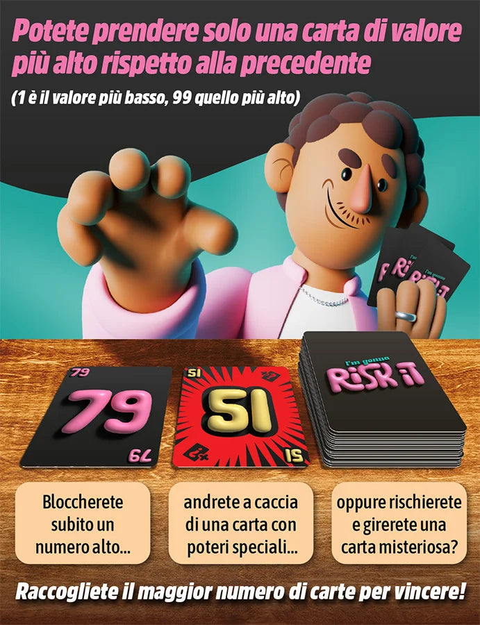 Risk It - retro della scatola, gioco di carte Asmodee