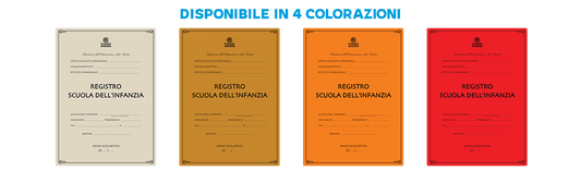 Registro per la scuola dell'infanzia Tre Sei Scuola, set nelle quattro varianti di colore