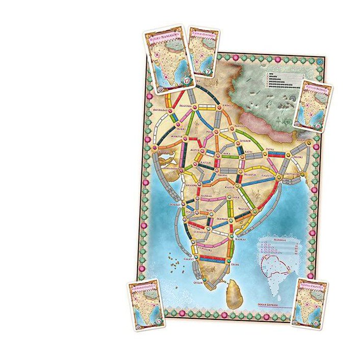 Ticket to Ride India + Switzerland - plancia mappa India, espansione Asmodee/Days of Wonder