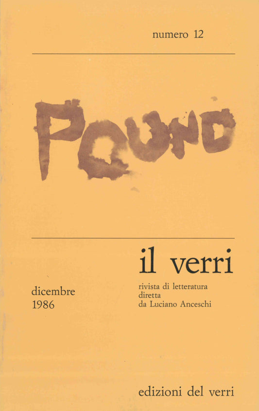Rivista Il Verri - Settima serie 1986 n 12 - ezra pound