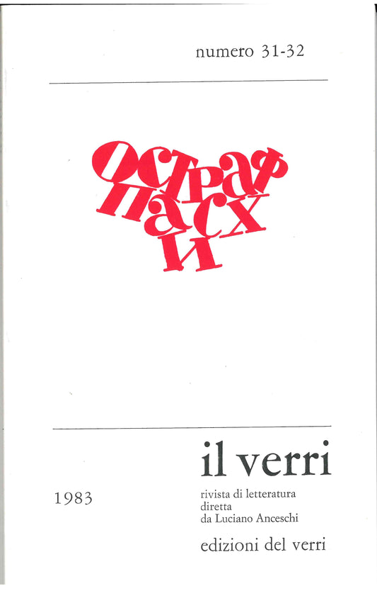 Rivista Il Verri - Sesta serie 1983 n 31-32  Zaum'