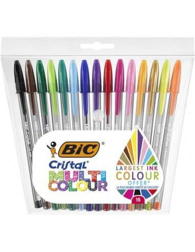 Penna cristal multicolour 15pz