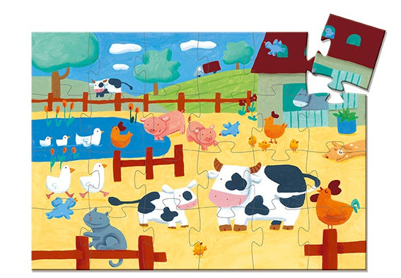 Puzzle silhouette la mucca nella fattoria 24pz