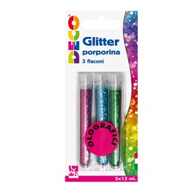 Flaconi glitter olografici 3 pz colori assortiti