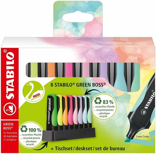 Evidenziatori Stabilo Green Boss - Set scrivania 8 pezzi - Centroscuola
